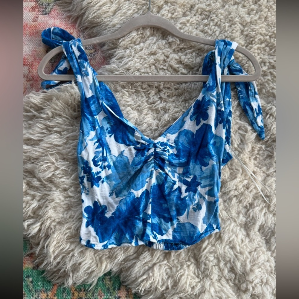 Zara Blue Floral Crop Top